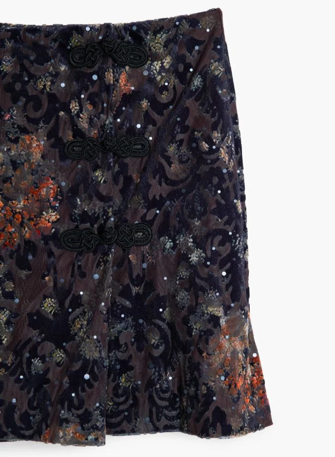 DESIGUAL Black Mini Skirt Devoré for Women | Best Price UAE